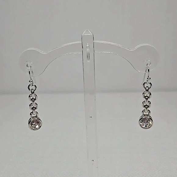 Lia Sophia Drop Sparkle Silver Chain Link Earrings - Picture 5 of 9